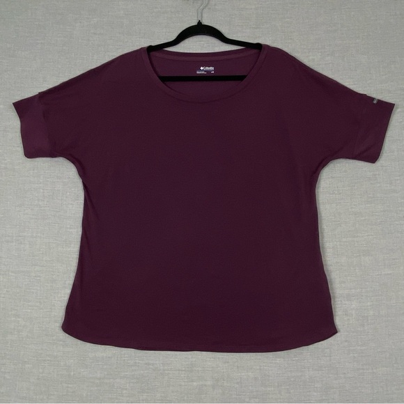 Columbia Purple T Shirt Sz Large Banded Cuffs - Picture 1 of 7